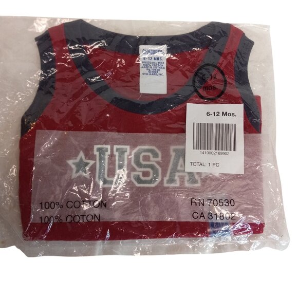 Gymboree 6 12 Mos USA Stars Stripes Tank Top 100% Cotton Red Navy Colors Vtg New - Picture 1 of 3